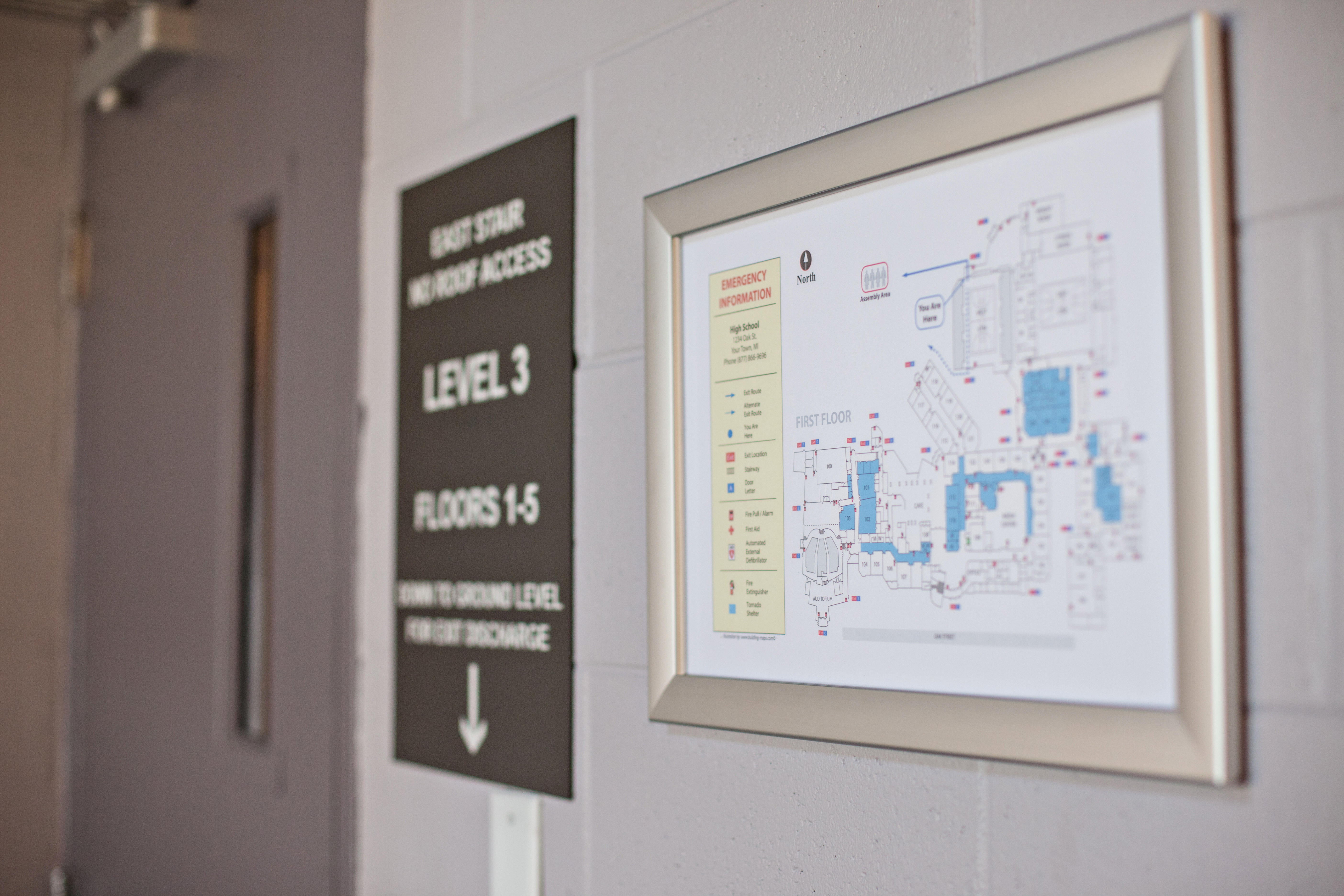 Fire evacuation map frame