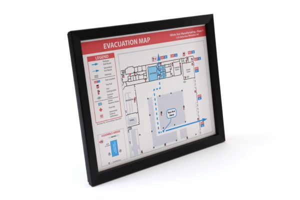 Evacuation Map Frame / Flat, Narrow Profile Black