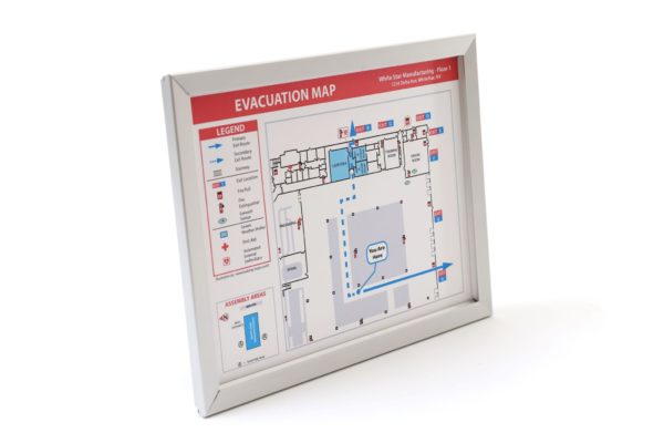 Evacuation Map Frame / Flat, Narrow Profile Silver