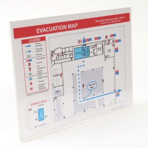 Acrylic Evacuation Map Holder / Uses Tape