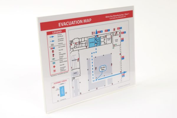 Acrylic Evacuation Map Holder / Uses Tape