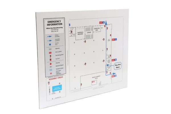 Industrial Evacuation Map Sign / for Wet, Dirty Environments / Special Order