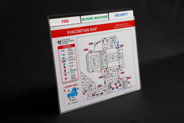 Tabbed Polystyrene Safety Maps with Acrylic Holder