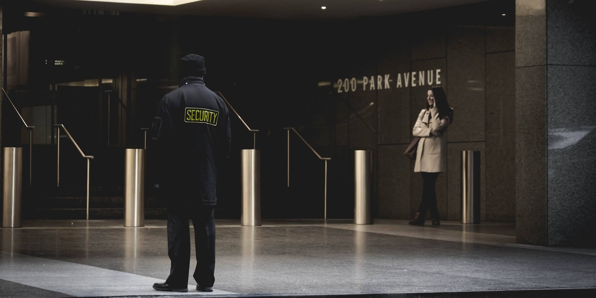 security guard monitoring a hallway